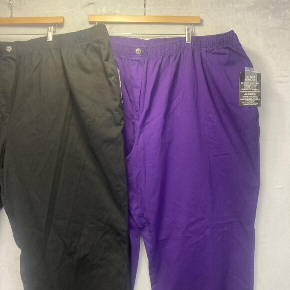 NWT Lot of 2 Woman Within Pull On Pants Womens 36W Black Purple Elastic Waist - Picture 2 of 16